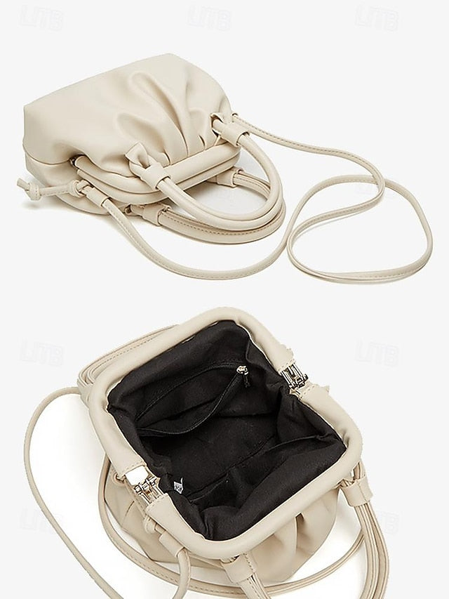 – Handbag Elegant Closure with Cream Drawstring Women's