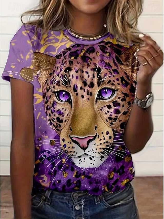 Women's T Shirt Print Graphic Animal Leopard Vintage