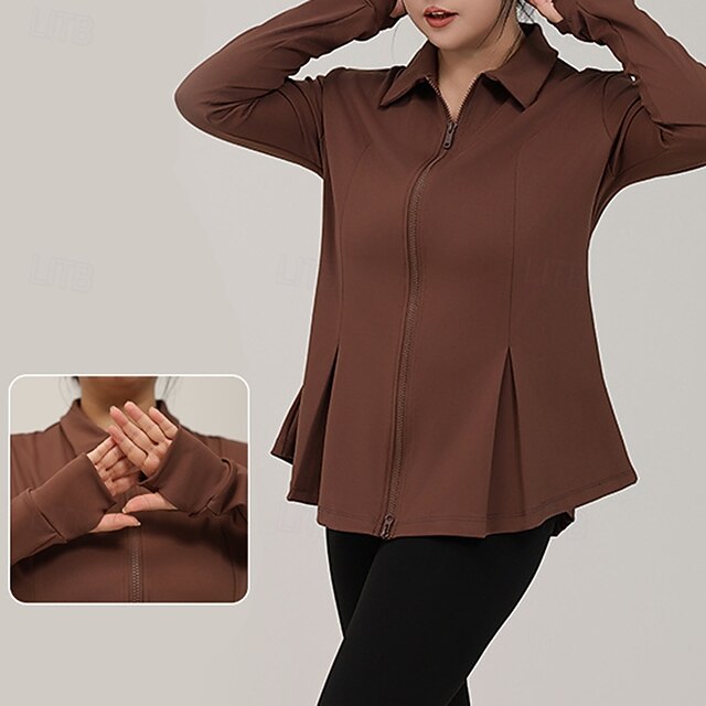 Women's Yoga Jacket Workout Outfits Lapel Lightweight Full