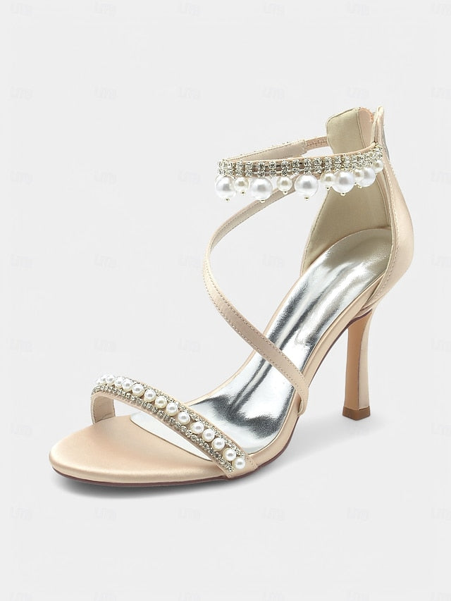 Heels – Party Chic Pointed-Toe Pink Ankle Strap Satin