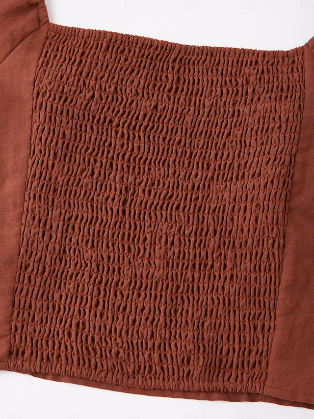 Lyocell-blend Smocked Blouse