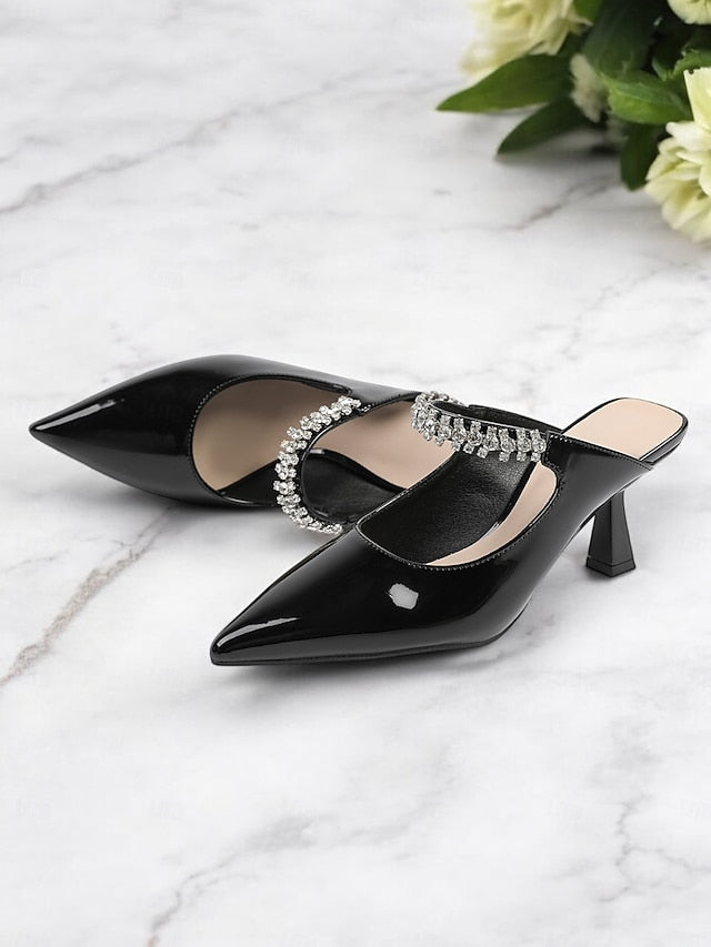 Women's Pointed-Toe Slip-On Rhinestone Heeled Embellished