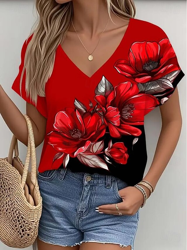 Women's T Shirt Print Ombre Graphic Plants Fashion Hawaiian