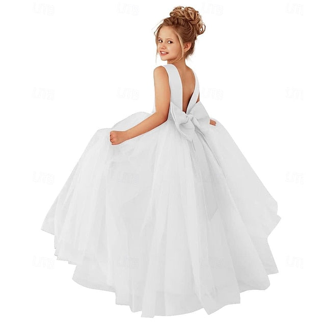 Kids Dress Girls' Party Color Solid Flower Girl