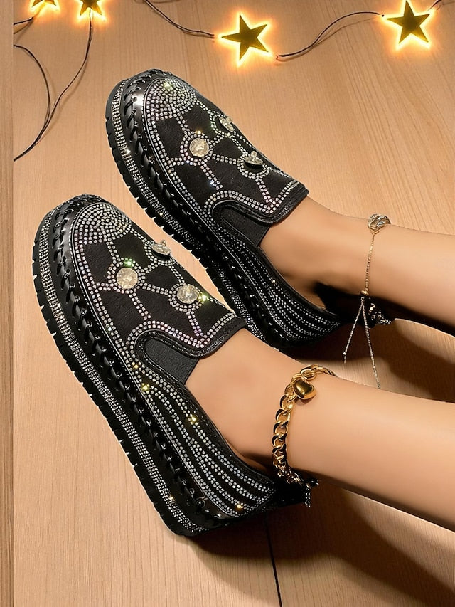 Women's Platform with Sneakers Slip-On Studs Red Rhinestone