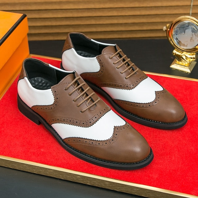 Shoes Brogue in Two-Tone Men's and White Oxford Wingtip