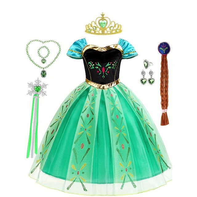 Theme Flower Frozen Anna Dress Girl Fairytale Party Princess