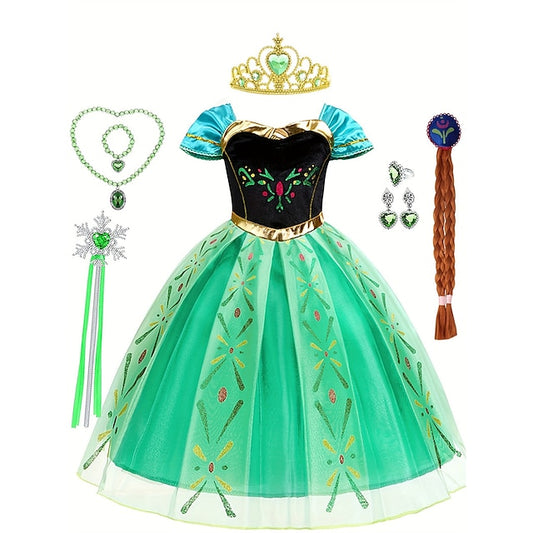 Party Princess Girl Dress Anna Theme Frozen Fairytale Flower