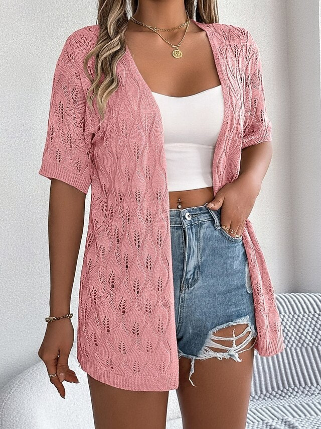Women's Tunic Summer Tops Blouse Eyelet top Eyelet Plain