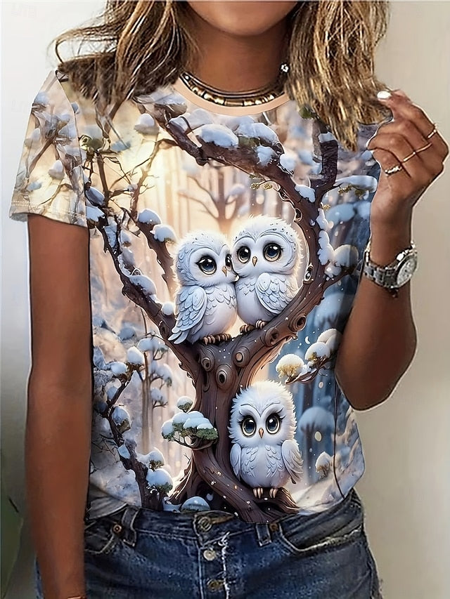 Women's T Shirt Print Graphic Animal Plants Vintage Stylish
