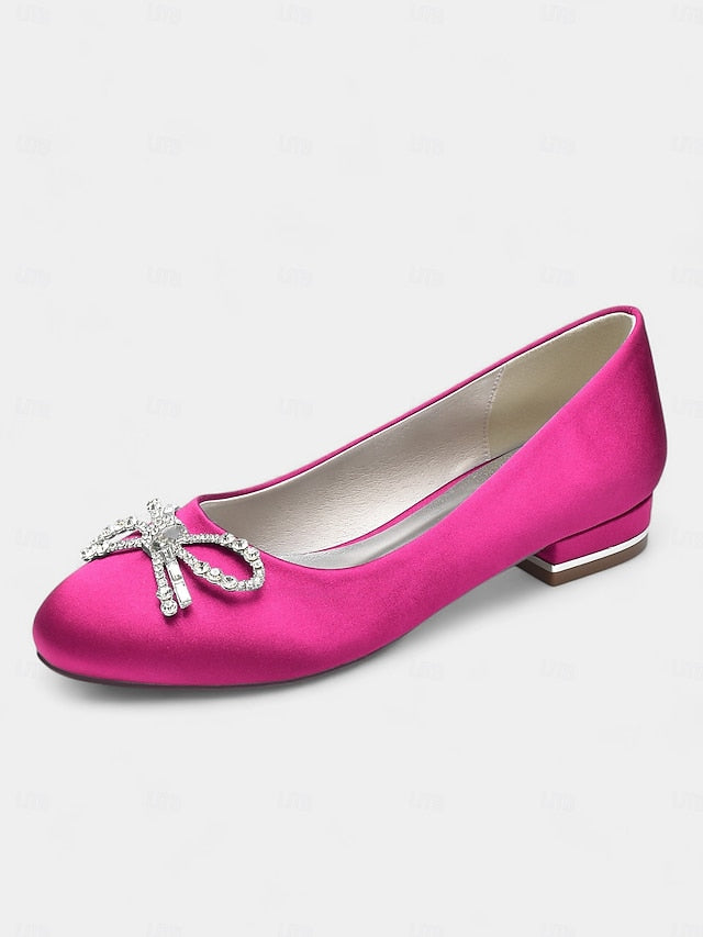 Bow Women's - Embellished Flats Round-Toe Rhinestone