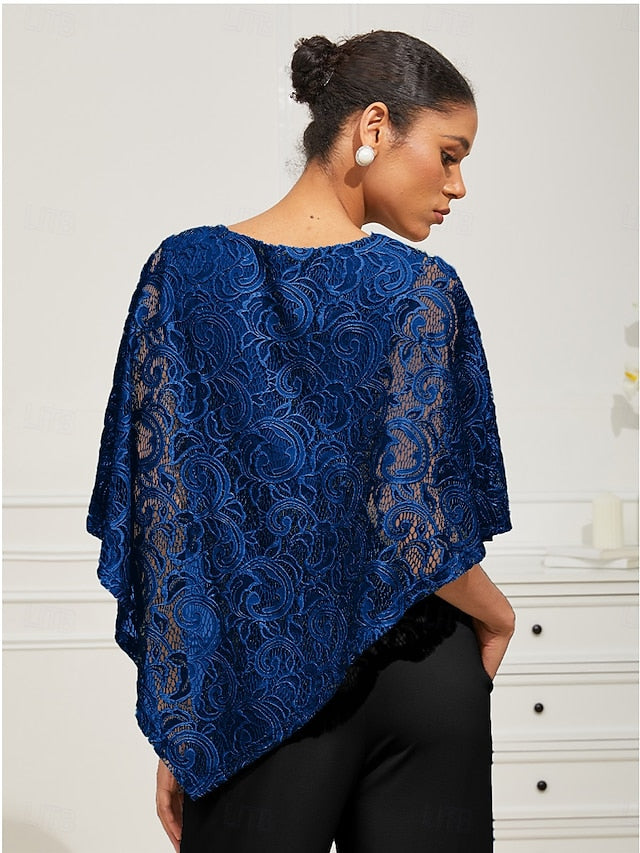 Women's Blouse Dressy Tops Lace Patchwork Layered Elegant