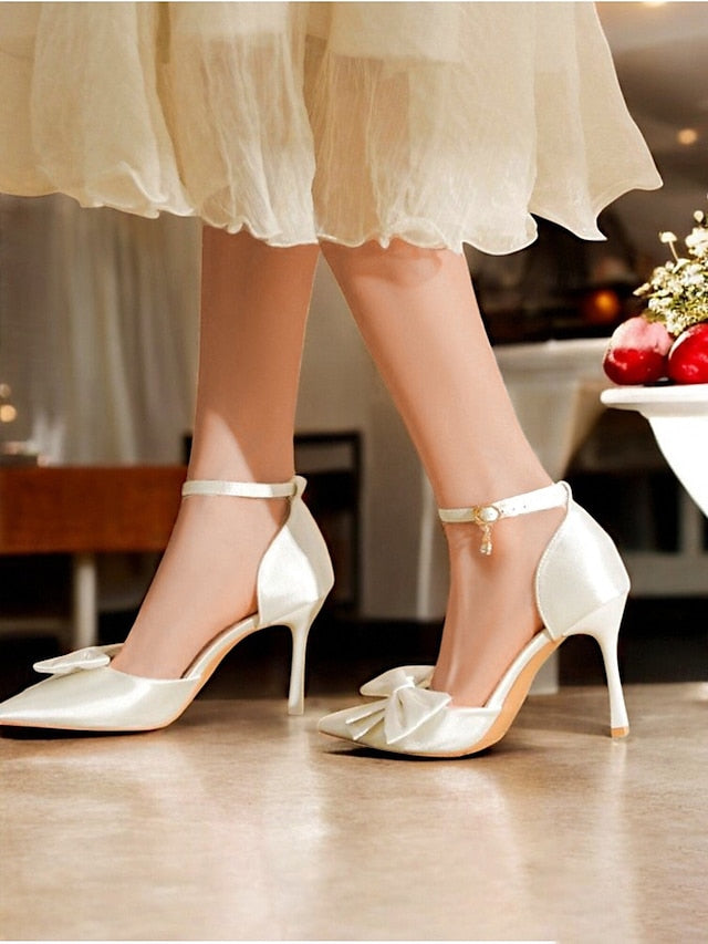 Pointed Pumps Strap Classy – Women's Ankle Bow Champagne
