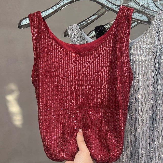 Women's Blouse Sequin Tops Camisole Tank Top Sequins