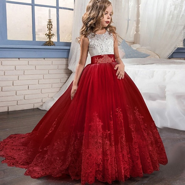 Flower Girls' Girl Dress Wedding Kids Sleeveless