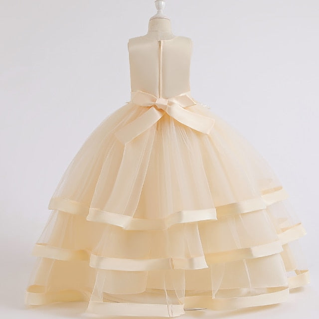Sleeveless Kids Colored Wedding Party Girls' Dress Solid