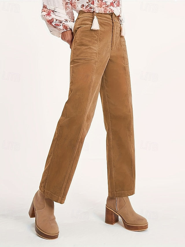Women's Chinos Straight Casual Full Length Medium Waist