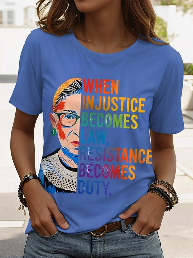 Women's T Shirt Print Graphic Letter Stylish Classic Casual
