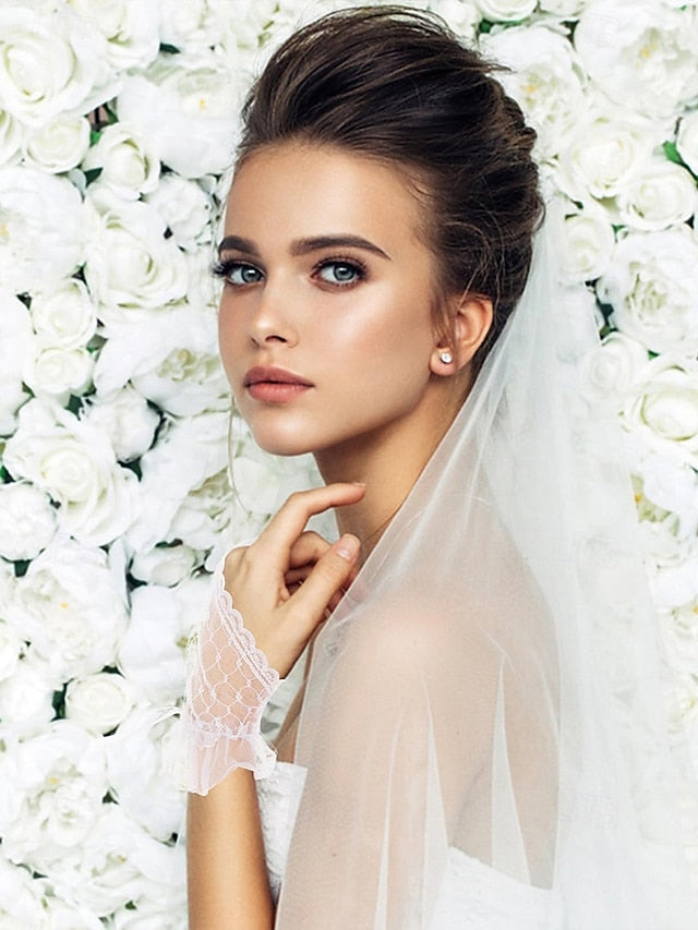 Elegant Gloves Wedding White Fingerless Bridal Lace –