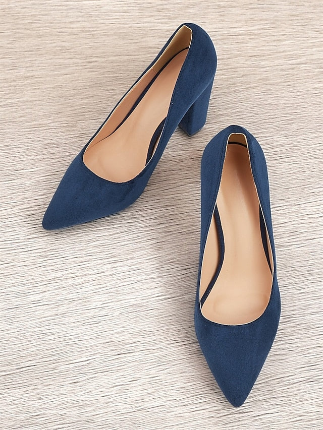 Heel Heels Block | High Pointed Suede Toe Classic Women's