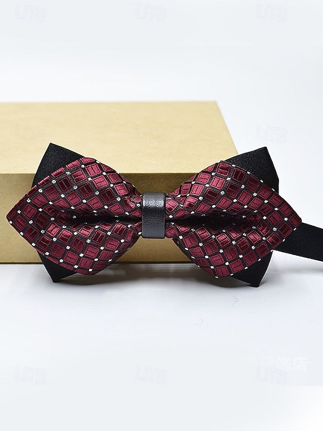 Pattern Tie with Christmas Geometric Bow Men's