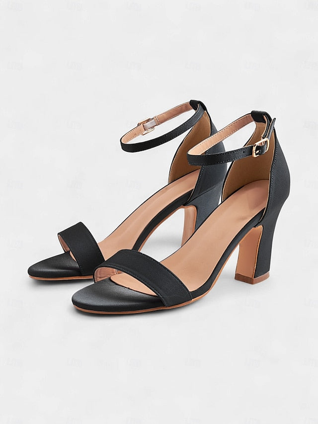 Women's Open Strap Toe Blue Ankle Light High Sandals - Heel
