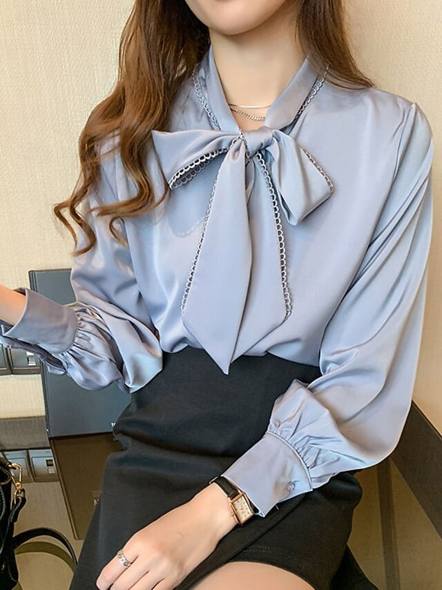Women's Shirt Blouse Chiffon Tops Ruched Plain Stylish