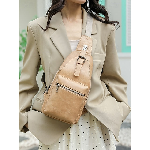 Sac bandoulière en similicuir marron pour femme