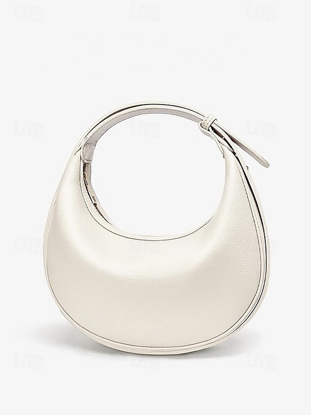 Elegant Women's Shoulder Crescent Bag Stylish - White