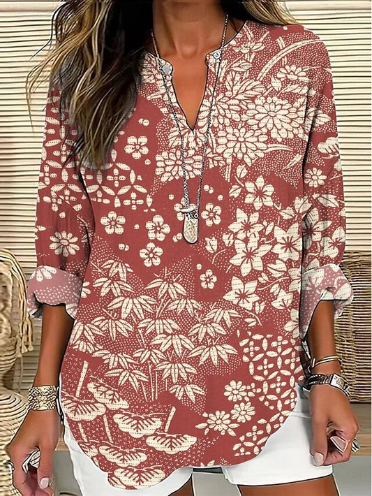 Women's Shirt Boho Shirt Blouse Print Floral Graphic