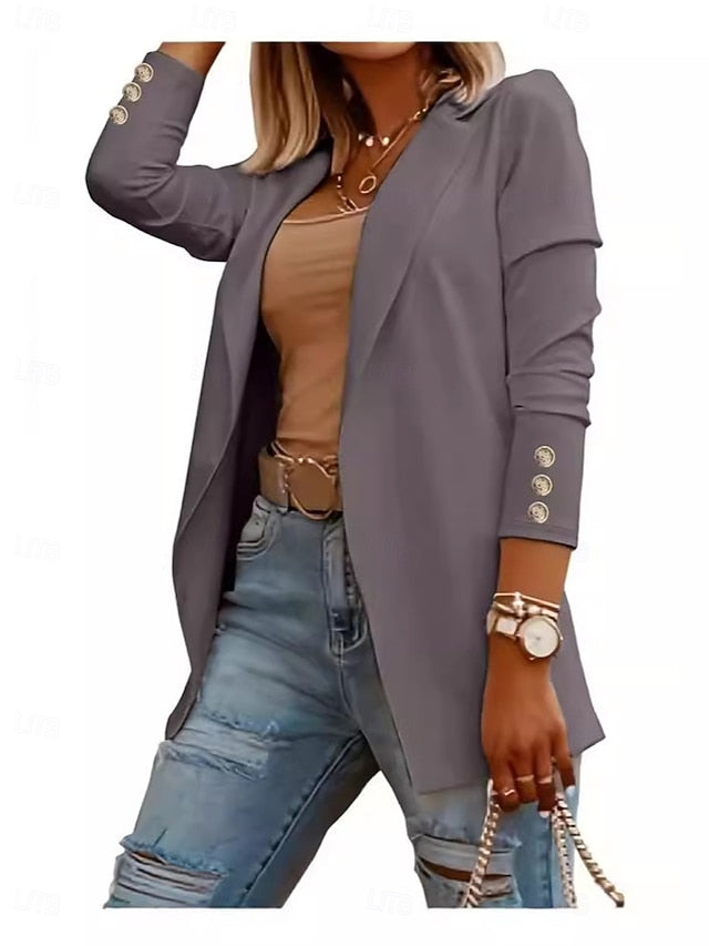Women's Blazer Dress Pants Long Sleeve Shirt Collar Plain
