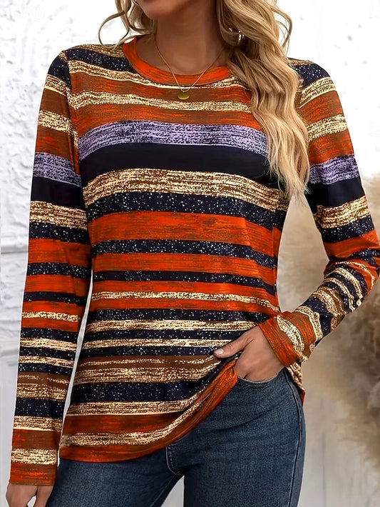 Women's T shirt Crew Neck Long Sleeve Tunic Graphic