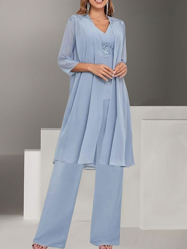 3 Mother Simple Piece Dress Bride of V Guest the Wedding Elegant