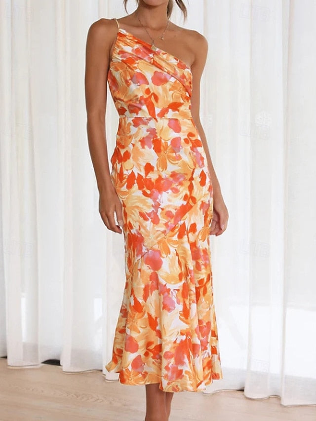 Women's Midi Dress Floral Dress Print Dress Fashion Modern