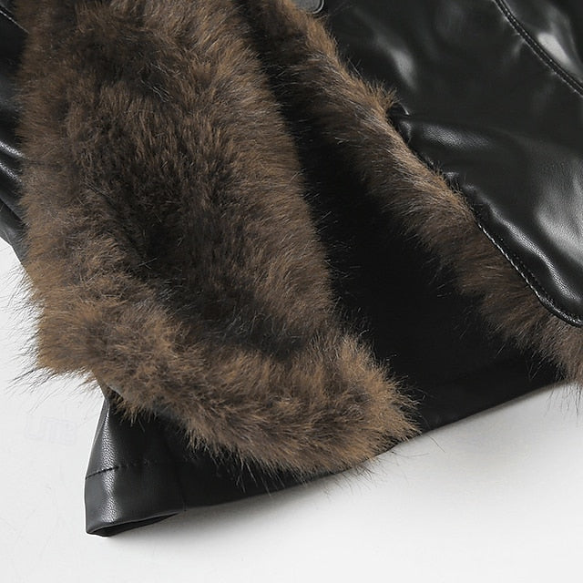Casual Women's Comfortable Fur Collar Buttons Jacket Warm