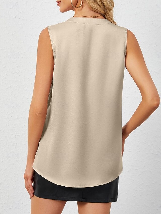 Women's Shirt Blouse Sleeveless Shirt Plain Stylish Classic