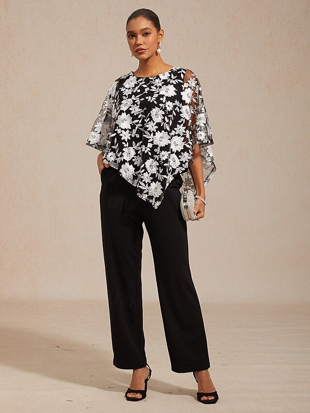 Women's Blouse Lace Tops Lace Embroidered Floral Elegant