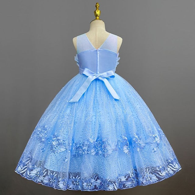 Girl Dress Girls' Flower Colored Solid Kids