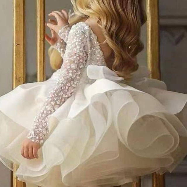 Girls' Party Girl Kids Sequin Long Flower Dress