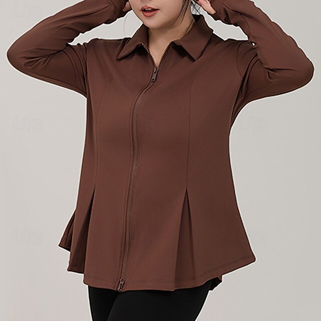 Women's Yoga Jacket Workout Outfits Lapel Lightweight Full