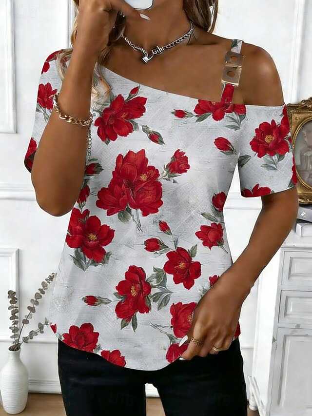 Women's T Shirt Tee Top Print Floral Graphic Elegant