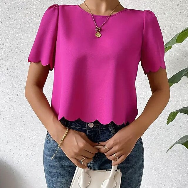 Shirt Blouse Women's Dusty Rose Blue Orange Plain Sexy