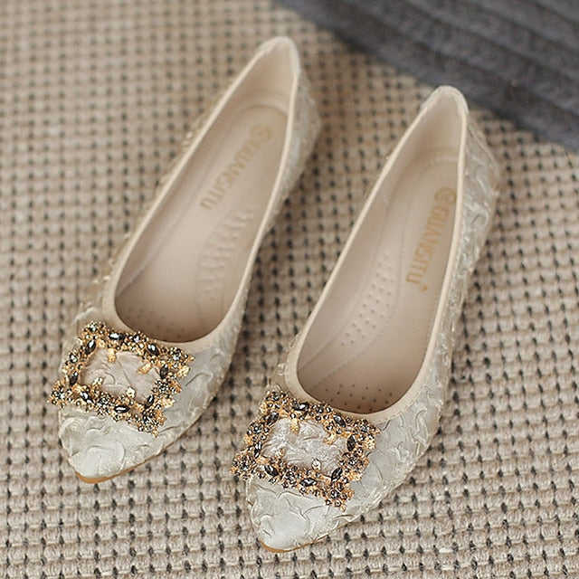 Flats Embellished Wedding Floral Women's - Foldable Crystal