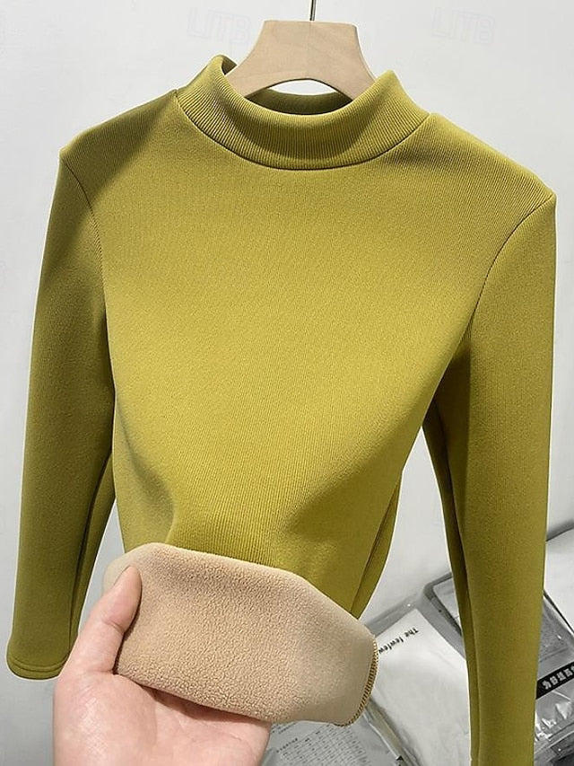 Women's Tunic Solid Color Casual Long Sleeve Turtleneck