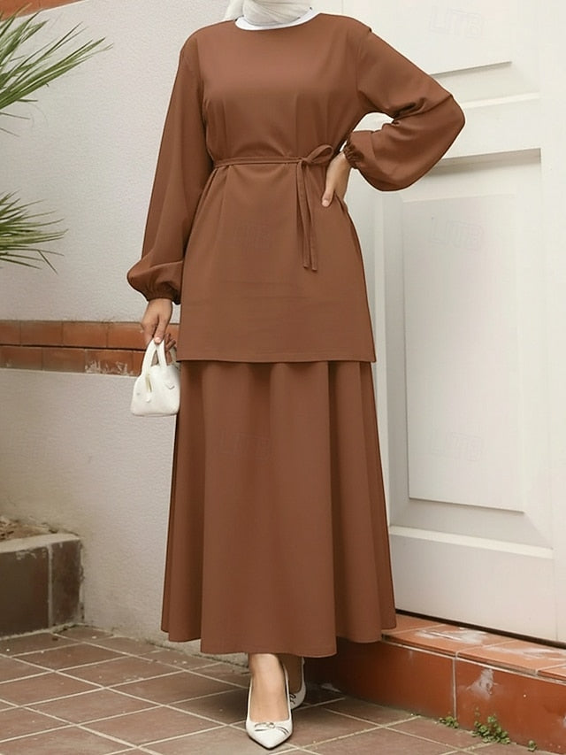 Women's Skirt Sets Bolero Top Long Sleeve Crew Neck Plain