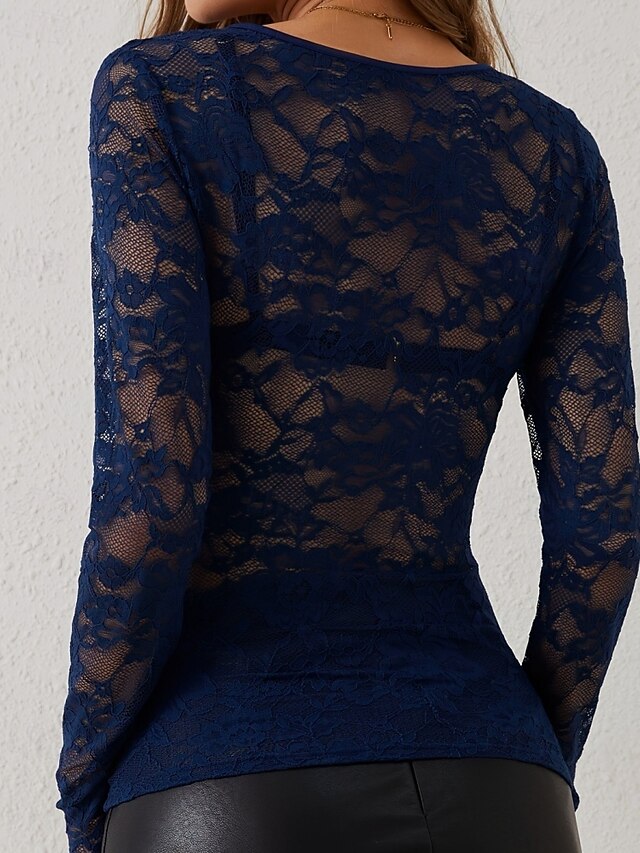 Women's Blouse Lace Tops Lace Floral Plain Stylish Sexy