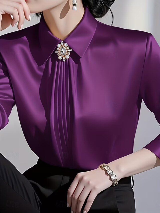 Women's Shirt Blouse Ruched Plain Stylish Basic Classic