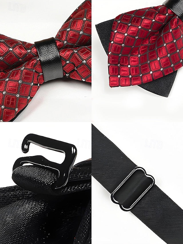 Pattern Tie with Christmas Geometric Bow Men's