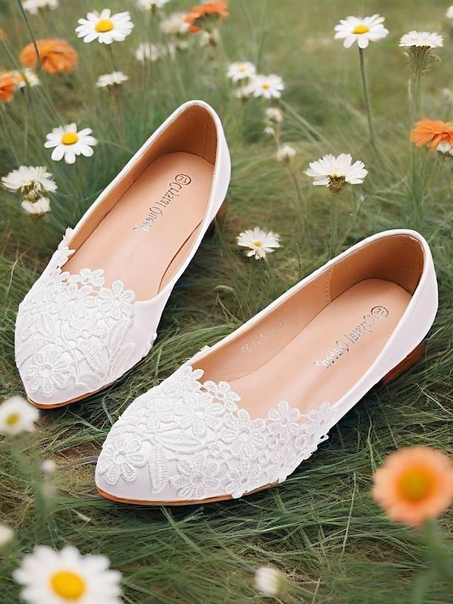 White Lace Ballet Elegant for Flats Women's Brides –