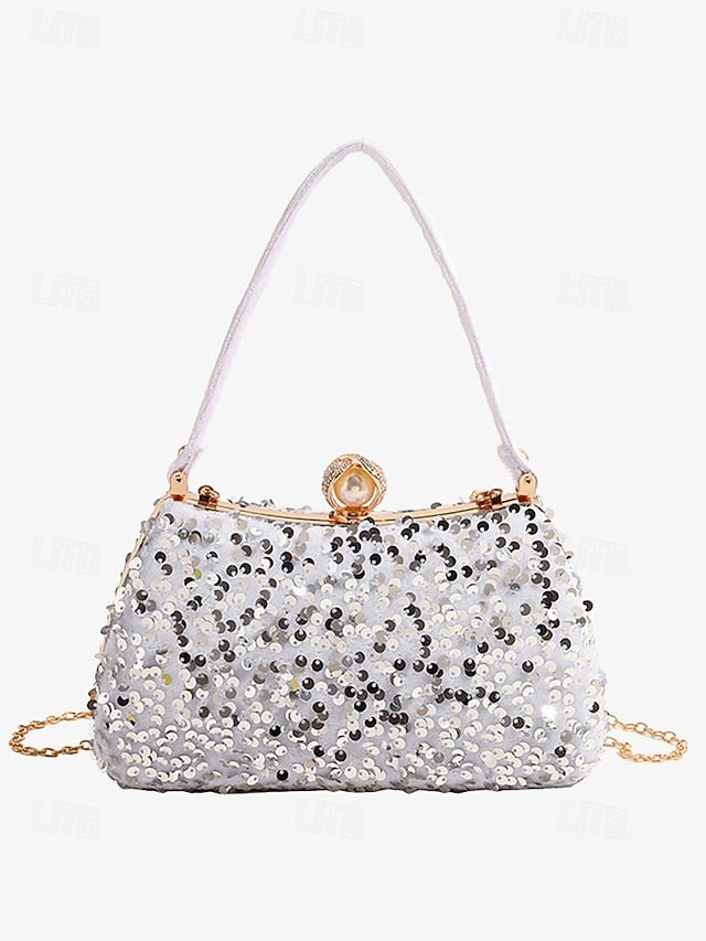 Black Pearl Clutch Sequin Accent Women's – with Evening